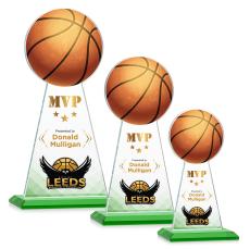 Edenwood Basketball Full Color Green Towers Crystal Trophy - Trophies