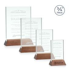 Paris Jade/Walnut (Vert) Rectangle Glass Trophy - Eco-Friendly Trophies