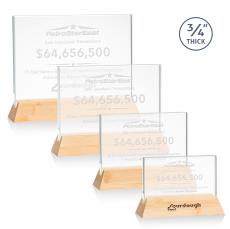 Paris Starfire/Bamboo (Horiz) Rectangle Wood Trophy - Crystal Trophies