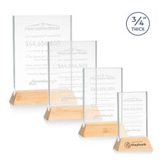 Paris Starfire/Bamboo (Vert) Rectangle Wood Trophy - Crystal Trophies