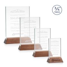 Paris Starfire/Walnut (Vert) Rectangle Crystal Trophy - Eco-Friendly Trophies