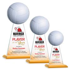 Edenwood Volleyball Full Color Amber Towers Crystal Trophy - Custom Trophies