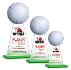Edenwood Volleyball Full Color Green Towers Crystal Trophy - Custom Trophies