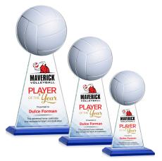 Edenwood Volleyball Full Color Blue Towers Crystal Trophy - Custom Trophies