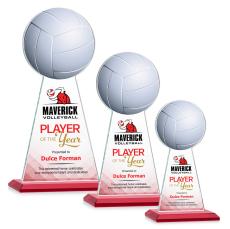 Edenwood Volleyball Full Color Red Towers Crystal Trophy - Custom Trophies