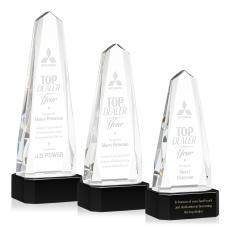 Geneva on Base Black Obelisk Crystal Trophy - Crystal Trophies