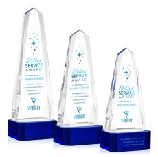 Geneva Full Color on Base Blue Obelisk Crystal Trophy - Custom Trophies
