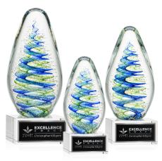 Jezebel on Plated Crystal Base Clear Tear Drop Glass Trophy - Glass Trophies