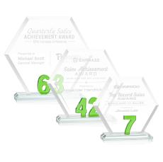 Riviera Simms Green Polygon Crystal Trophy - Employee Awards
