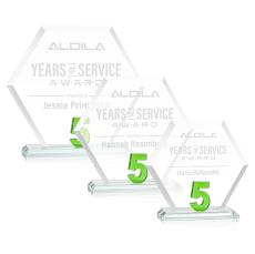 Riviera Anniversary No 5 Green Polygon Crystal Trophy - Crystal Trophies
