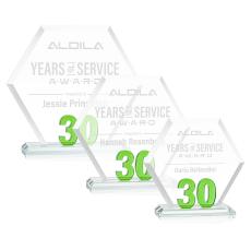 Riviera Anniversary No 30 Green Polygon Crystal Trophy - Crystal Trophies
