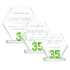 Riviera Anniversary No 35 Green Polygon Crystal Trophy - Crystal Trophies