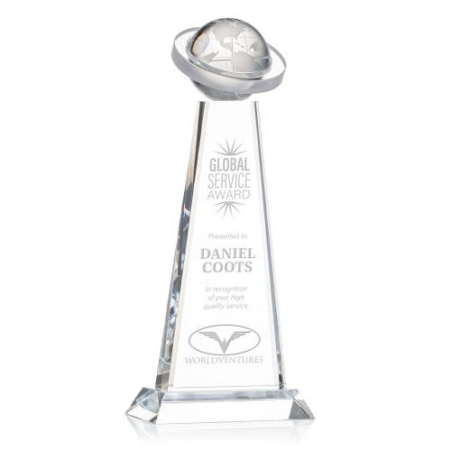 Awards and Plaques - Crystal Trophies - Akins Globe Crystal Trophy
