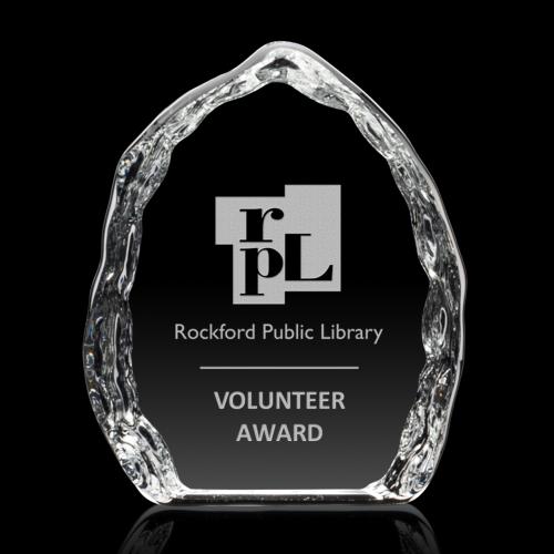 Awards and Plaques - Crystal Trophies - Crystal Paperweights - Simmons Iceberg Crystal Trophy
