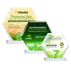 Riviera Simms Full Color Green Polygon Crystal Trophy - Crystal Trophies