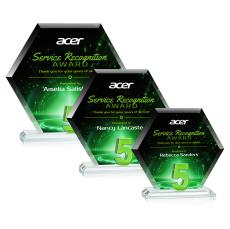 Riviera Anniversary Full Color No 5 Green Polygon Crystal Trophy - Crystal Trophies