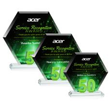 Riviera Anniversary Full Color No 50 Green Polygon Crystal Trophy - Crystal Trophies