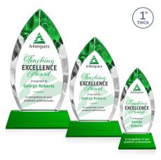 Marinello Full Color on Base Green Peaks Crystal Trophy - Crystal Trophies
