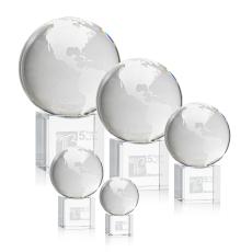 Globe on Cube Square / Cube Crystal Trophy - Crystal Globe Awards