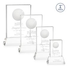 Louis Golf on Base Clear Rectangle Crystal Trophy - Trophies