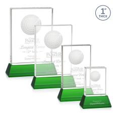 Louis Golf on Base Green Rectangle Crystal Trophy - Trophies