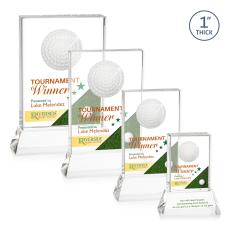 Louis Golf Full Color on Base Clear Rectangle Crystal Trophy - Trophies