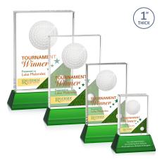 Louis Golf Full Color on Base Green Rectangle Crystal Trophy - Trophies