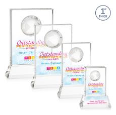 Stewart Full Color on Base Clear Rectangle Crystal Trophy - Crystal Globe Awards