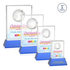 Stewart Full Color on Base Sky Blue Rectangle Crystal Trophy - Crystal Trophies