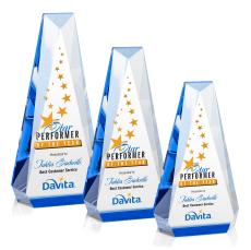 Carmel Full Color Blue Polygon Crystal Trophy - Crystal Trophies