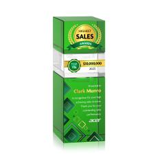 Tofino Stacker Full Color Green Rectangle Crystal Trophy - Crystal Trophies