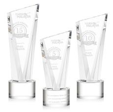 Maher on Round Base Clear Peaks Crystal Trophy - Crystal Trophies