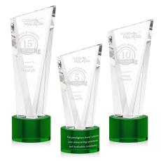 Maher on Round Base Green Peaks Crystal Trophy - Crystal Trophies