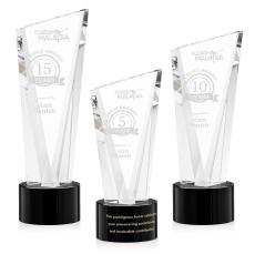 Maher on Round Base Black Peaks Crystal Trophy - Crystal Trophies