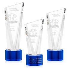Maher on Round Base Blue Peaks Crystal Trophy - Crystal Trophies