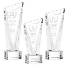 Maher on Half Round Base Clear Peaks Crystal Trophy - Crystal Trophies