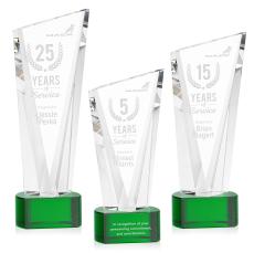 Maher on Half Round Base Green Peaks Crystal Trophy - Crystal Trophies