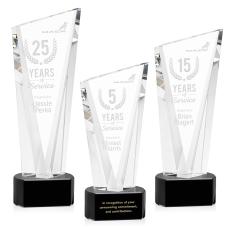 Maher on Half Round Base Black Peaks Crystal Trophy - Crystal Trophies