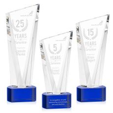 Maher on Half Round Base Blue Peaks Crystal Trophy - Crystal Trophies