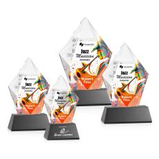 Barron Full Color on Base Black Polygon Crystal Trophy - Crystal Trophies