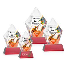 Barron Full Color on Base Red Polygon Crystal Trophy - Crystal Trophies