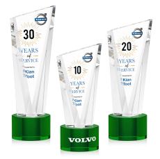 Maher Full Color on Round Base Green Peaks Crystal Trophy - Crystal Trophies