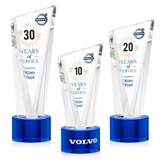 Maher Full Color on Round Base Blue Peaks Crystal Trophy - Crystal Trophies