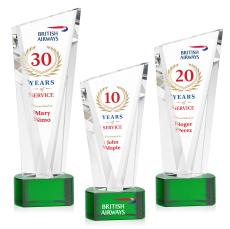 Maher Full Color on Half Round Base Green Peaks Crystal Trophy - Crystal Trophies
