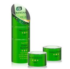 Corbin Stacker Full Color  Green Towers Crystal Trophy - Crystal Trophies