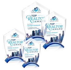 Pullman Full Color Blue Peaks Crystal Trophy - Crystal Trophies
