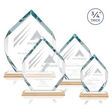Diamond Diamond Bamboo/White Polygon Wood Trophy - Eco-Friendly Trophies