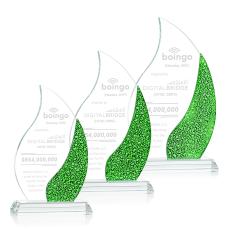 Oakley Green Flame Crystal Trophy - Crystal Trophies