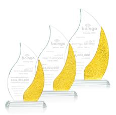 Oakley Yellow Flame Crystal Trophy - Crystal Trophies