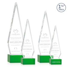 Cullen on Plated Base Green Crystal Trophy - Crystal Trophies